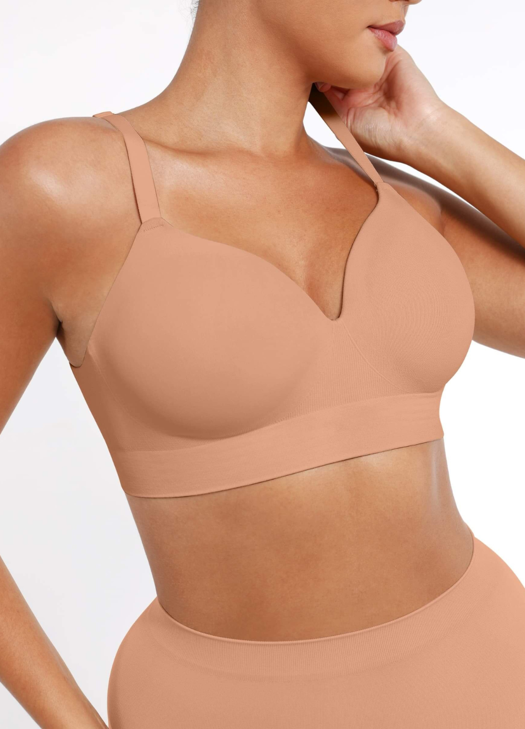 Inès - Soutien-gorge femme push up confortable avec décolleté en V au quotidien