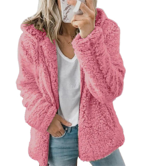 Inès - Veste Femme Teddy à Capuche avec Coupe Ample Douillette