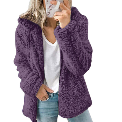 Inès - Veste Femme Teddy à Capuche avec Coupe Ample Douillette