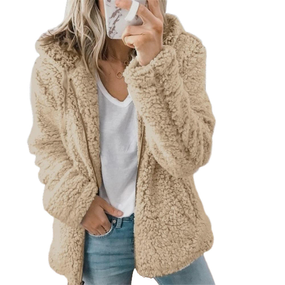 Inès - Veste Femme Teddy à Capuche avec Coupe Ample Douillette