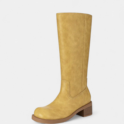 Inès - Bottes femme hautes et larges souples et chic à petit talon
