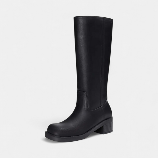 Inès - Bottes femme hautes et larges souples et chic à petit talon