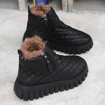 Ines - Bottines femme doublées et chaudes matelassées à semelle épaisse