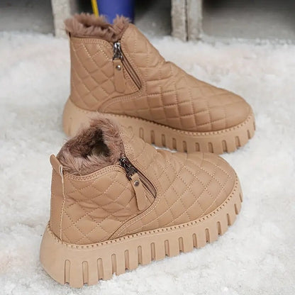 Ines - Bottines femme doublées et chaudes matelassées à semelle épaisse