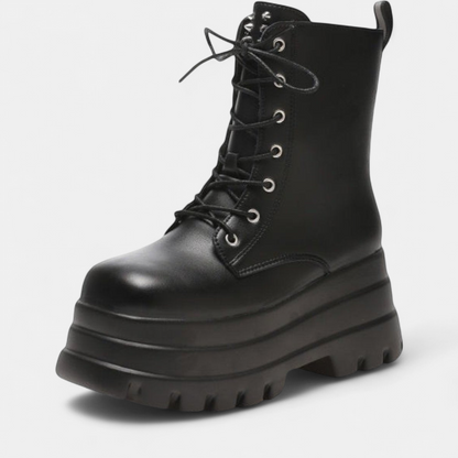 Jade - Bottines femme rangers à lacets et plateforme épaisse crantée
