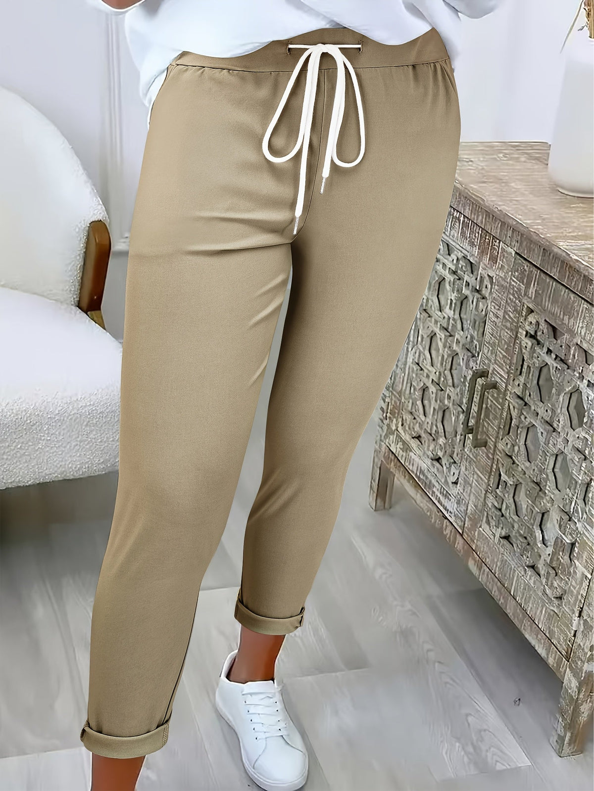 Jade - Pantalon Femme Automne Jogger avec Taille Élastique et Cordon