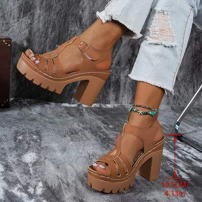 Jade - Sandales Orthopédiques Femme Élégantes à Talon Bloc et Plateforme Crantée