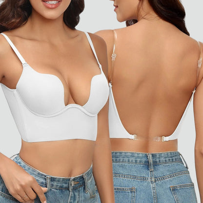 Jade - Soutien-gorge femme push-up dos nu décolleté plongeant et bretelles réglables