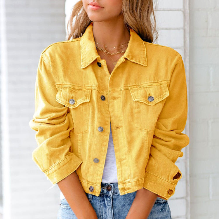 Jade - Veste Femme en Jean d'Automne avec Col Chemise et Boutons