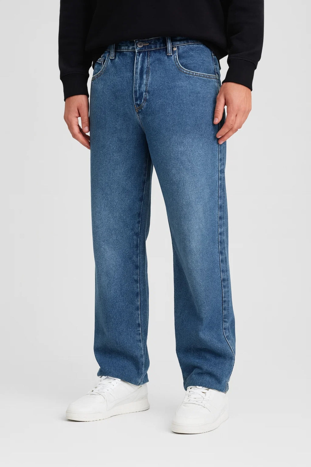 Jean Homme - Coupe Large Délavée Taille Mi-Haute | Casual