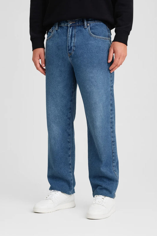 Jean Homme - Coupe Large Délavée Taille Mi-Haute | Casual