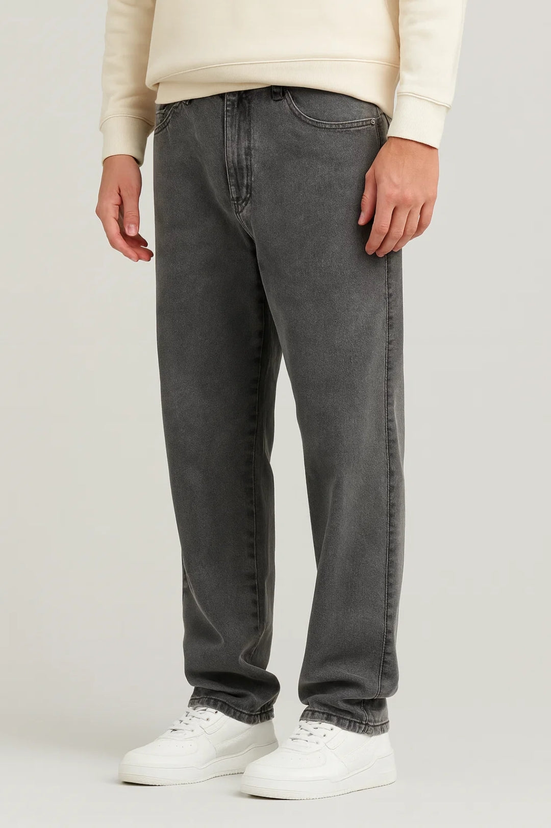 Jean Homme - Coupe Large Délavée Taille Mi-Haute | Casual