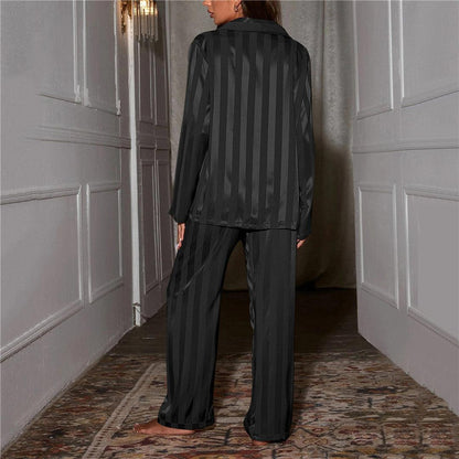 Julie - Pyjama femme long doux et confortable à rayures et manches longues