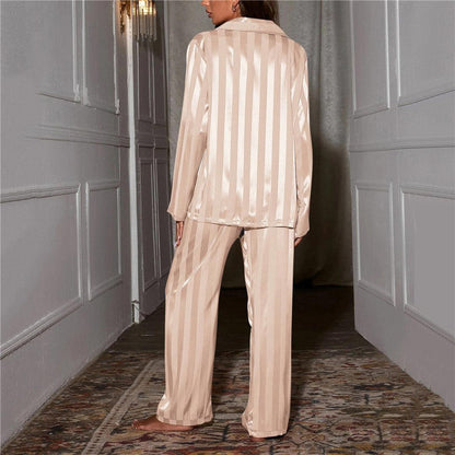Julie - Pyjama femme long doux et confortable à rayures et manches longues