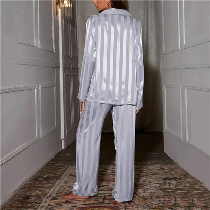 Julie - Pyjama femme long doux et confortable à rayures et manches longues