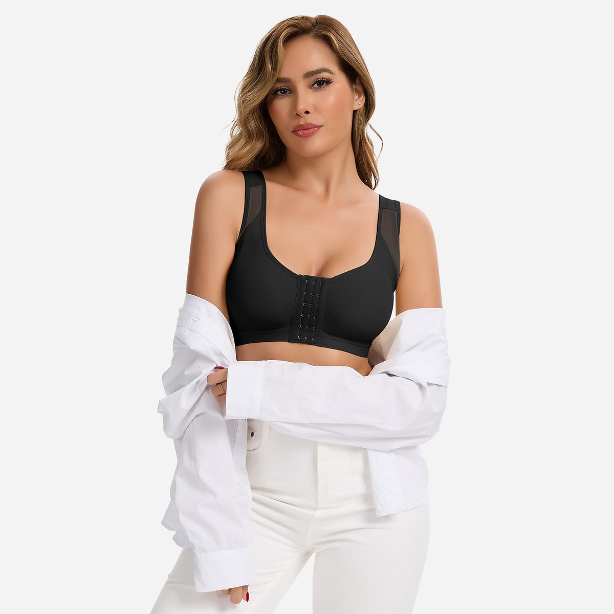 Julie - Soutien-gorge femme sans armatures à fermeture devant et confortable
