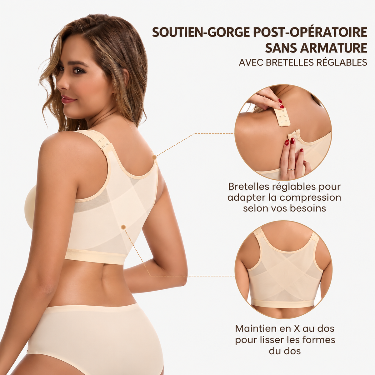 Julie - Soutien-gorge femme sans armatures à fermeture devant et confortable
