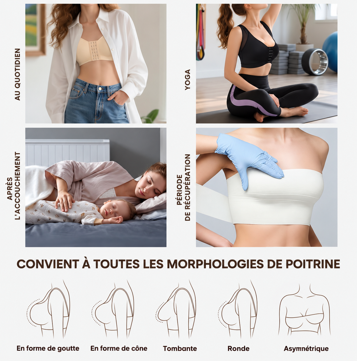 Julie - Soutien-gorge femme sans armatures à fermeture devant et confortable