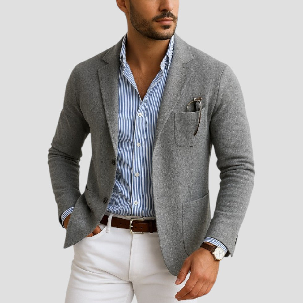 Julien - Blazer Homme en Maille Style Casual Smart pour l'Automne