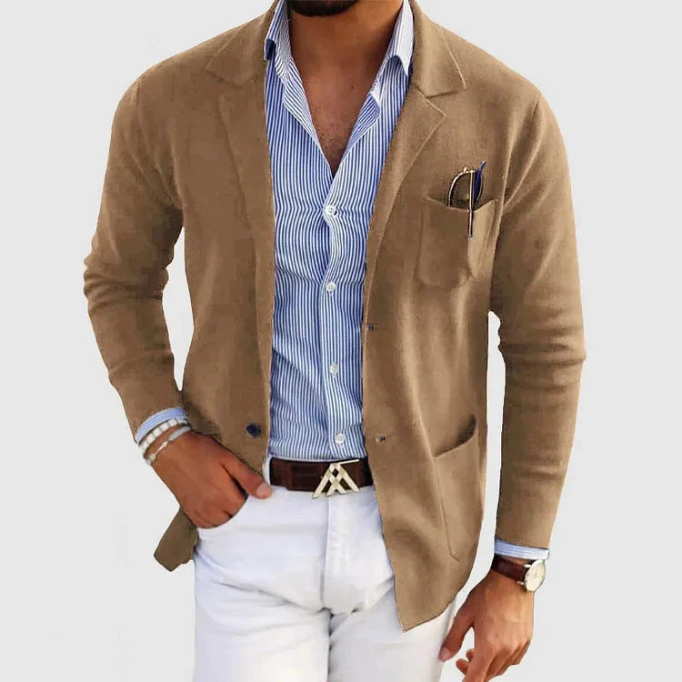 Julien - Blazer Homme en Maille Style Casual Smart pour l'Automne