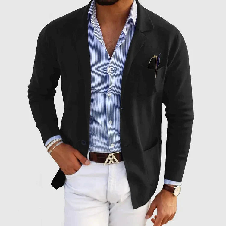 Julien - Blazer Homme en Maille Style Casual Smart pour l'Automne