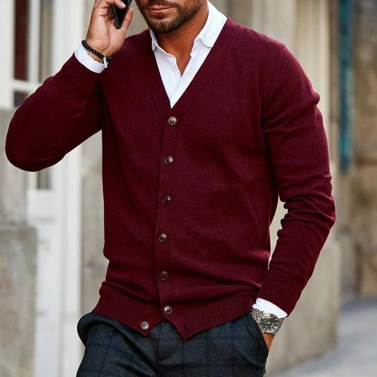 Julien - Cardigan Homme Casual Smart d'Automne en Maille Boutonné