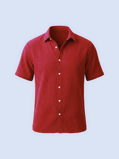 Julien - Chemise en Lin Homme Casual Manches Courtes avec Col Classique
