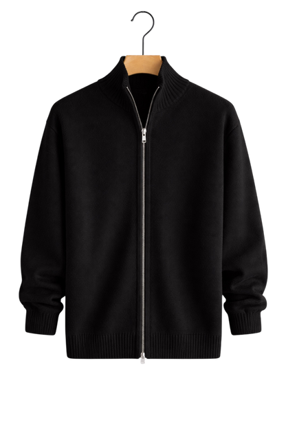 Julien - Gilet Homme Maille Casual Smart avec Fermeture Éclair et Col Montant