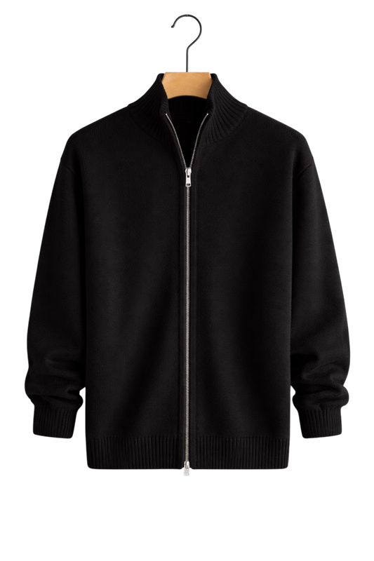 Julien - Gilet Homme Maille Casual Smart avec Fermeture Éclair et Col Montant