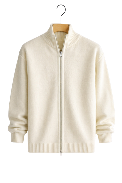 Julien - Gilet Homme Maille Casual Smart avec Fermeture Éclair et Col Montant