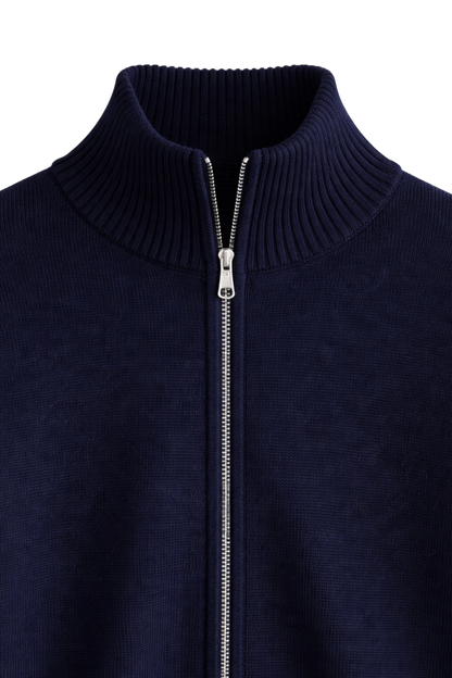 Julien - Gilet Homme Maille Casual Smart avec Fermeture Éclair et Col Montant