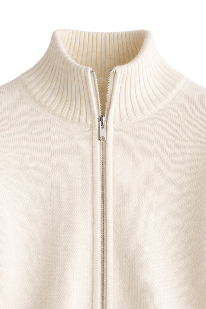 Julien - Gilet Homme Maille Casual Smart avec Fermeture Éclair et Col Montant