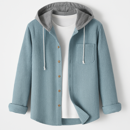 Julien - Gilet Homme Maille avec Capuche et Fermeture Boutonnée