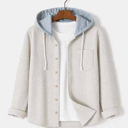 Julien - Gilet Homme Maille avec Capuche et Fermeture Boutonnée