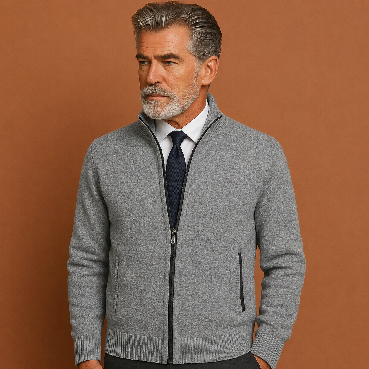 Julien - Gilet Homme Zippé en Maille Casual Smart pour l'Automne