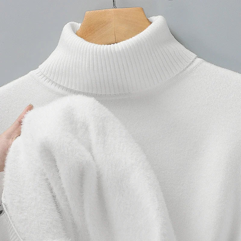 Julien - Pull Homme à Col Roulé Ajusté pour l'Automne avec Maille Fine