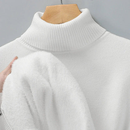 Julien - Pull Homme à Col Roulé Ajusté pour l'Automne avec Maille Fine