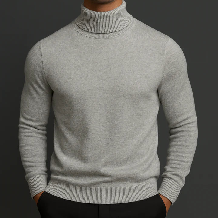 Julien - Pull Homme à Col Roulé Ajusté pour l'Automne avec Maille Fine
