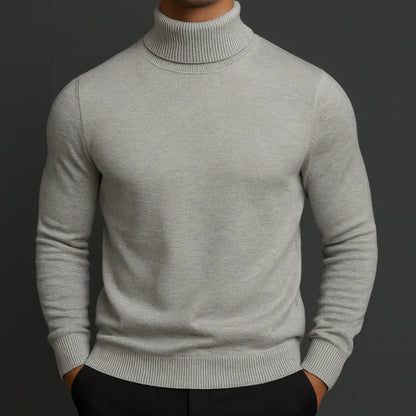 Julien - Pull Homme à Col Roulé Ajusté pour l'Automne avec Maille Fine