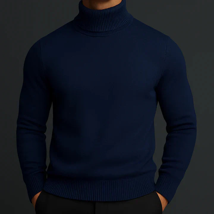 Julien - Pull Homme à Col Roulé Ajusté pour l'Automne avec Maille Fine