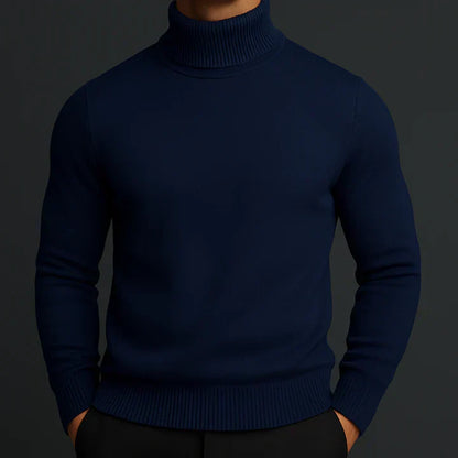 Julien - Pull Homme à Col Roulé Ajusté pour l'Automne avec Maille Fine