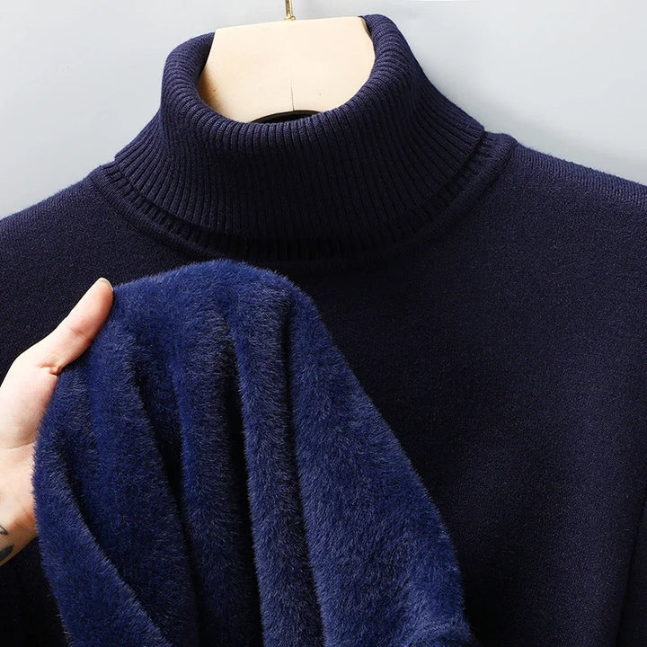 Julien - Pull Homme à Col Roulé Ajusté pour l'Automne avec Maille Fine