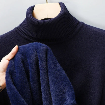 Julien - Pull Homme à Col Roulé Ajusté pour l'Automne avec Maille Fine