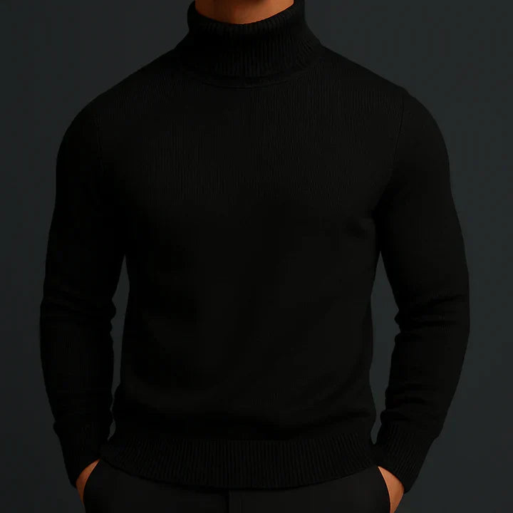 Julien - Pull Homme à Col Roulé Ajusté pour l'Automne avec Maille Fine
