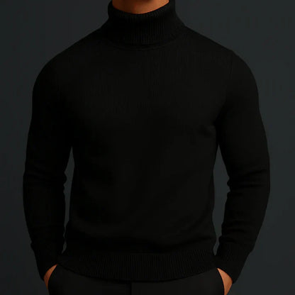 Julien - Pull Homme à Col Roulé Ajusté pour l'Automne avec Maille Fine
