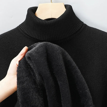 Julien - Pull Homme à Col Roulé Ajusté pour l'Automne avec Maille Fine