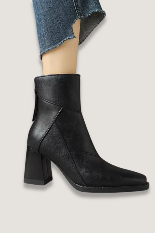 Juliette - Bottines Femme Confort avec Talon Large et Bout Carré Élégant