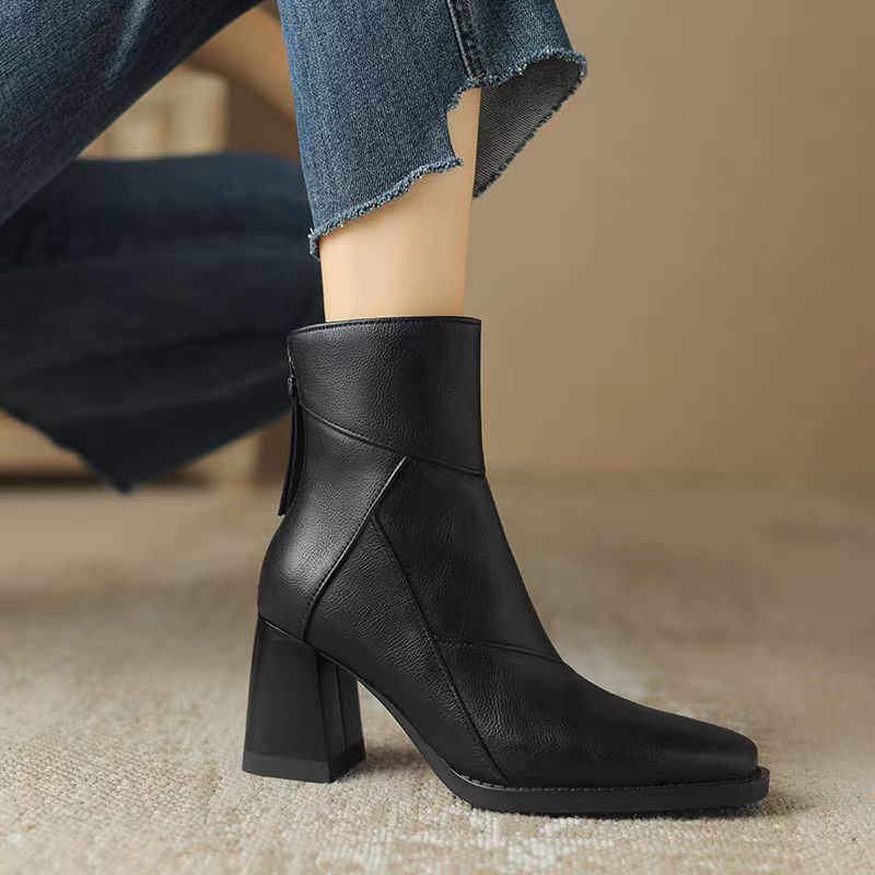 Juliette - Bottines Femme Confort avec Talon Large et Bout Carré Élégant