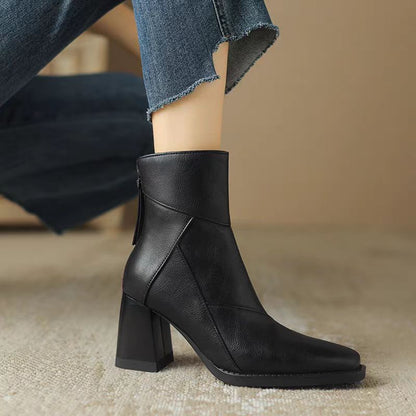 Juliette - Bottines Femme Confort avec Talon Large et Bout Carré Élégant