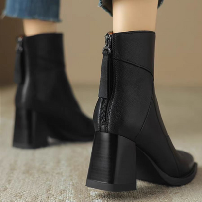 Juliette - Bottines Femme Confort avec Talon Large et Bout Carré Élégant
